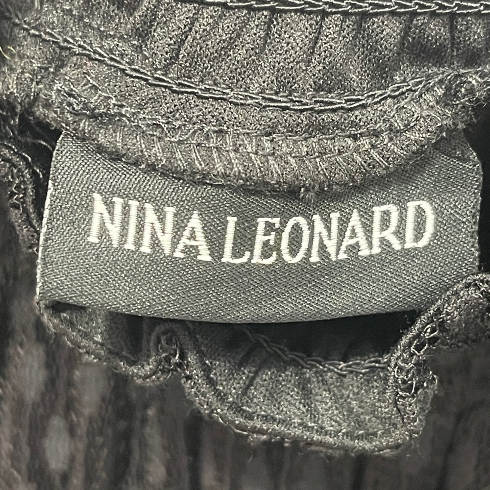 Nina Leonard Dot Shirred Long Sleeve Pullover Mock Neck Shift Dress Black 3X - Picture 9 of 9